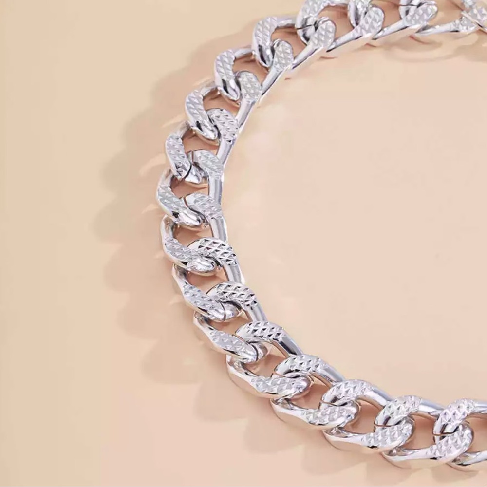 Unisex Silver Cuban Long Chain - Picture 3 of 3
